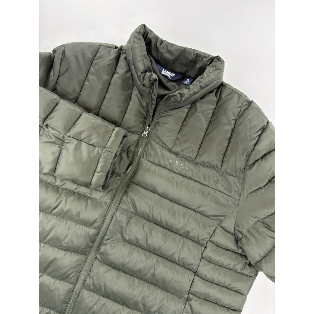 NWT Lands End Packable Puffer Jacket LM35OW426 Olive Green Men's Size XL.